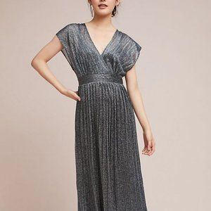 Anthropologie Pleated Metallic Wrap Dress Moulinette Soeurs Vêtements